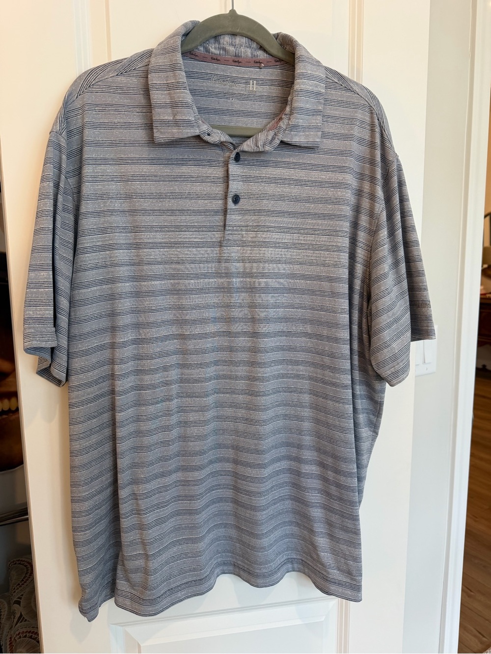 Walter Hagen Performance Golf Polo Blue Stripe Men’s Size XXL Shirt Three Button